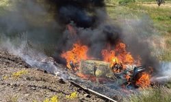 Takla atan otomobil alev aldı: 5 yaralı