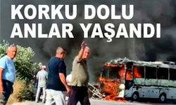 Seyir halindeki servis midibüsü alev alev yandı