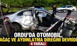 Otomobil, ağaç ve aydınlatma direğini devirdi: 4 yaralı