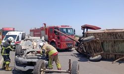 Traktörle çarpışan otomobil takla attı: 2 yaralı