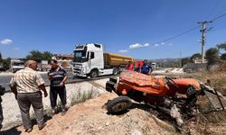 Milas'ta tırla çarpışan traktördeki 2 kişi hastanede hayatını kaybetti