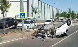 Refüje çıkan otomobil takla attı: 1 yaralı