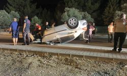 Menteşe'de korkutan kaza: Araç ters döndü
