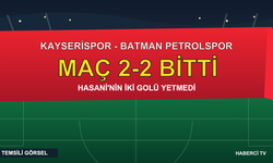 Kayserispor-Batman Petrolspor maçı kaç kaç bitti? Maç sonucu 2-2