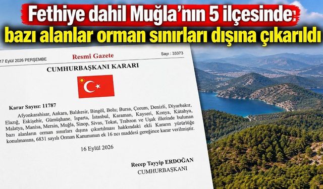 Fethiye dahil Muğla’nın 5 ilçesinde bazı alanlar orman sınırları dışına çıkarıldı