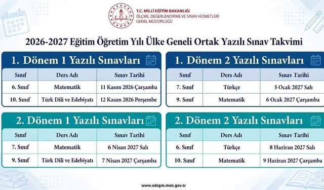 2026-2027 eğitim öğretim yılı sınav tarihleri açıklandı