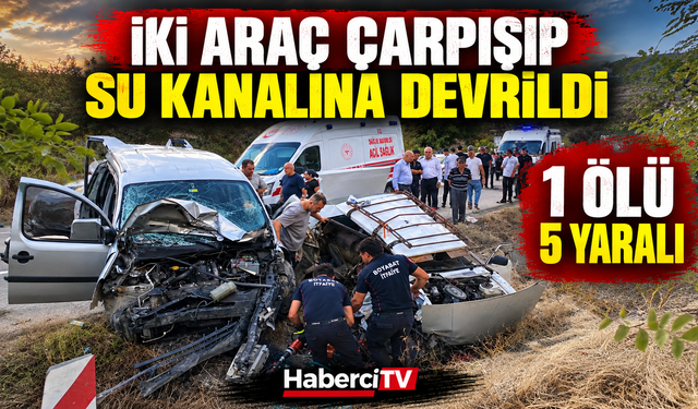 İki Araç Çarpışıp Su Kanalına Devrildi: 1 Ölü, 5 Yaralı