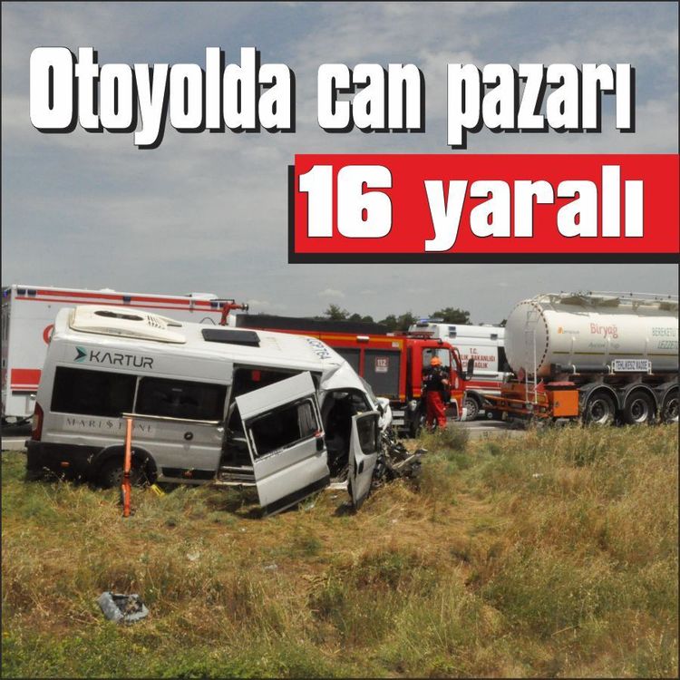 Yolcu minibüsü tıra çarptı: 16 yaralı