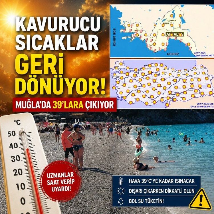 Kavurucu sıcaklar geri dönüyor: Muğla’da 39’lara çıkıyor