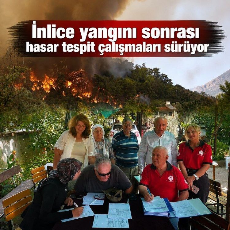 İnlice yangını sonrası hasar tespit çalışmaları sürüyor