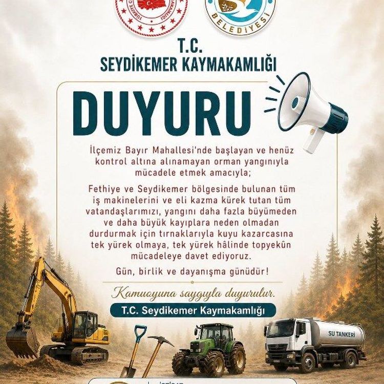 Seydikemer Kaymakamlığı ve Belediyeden acil çağrı