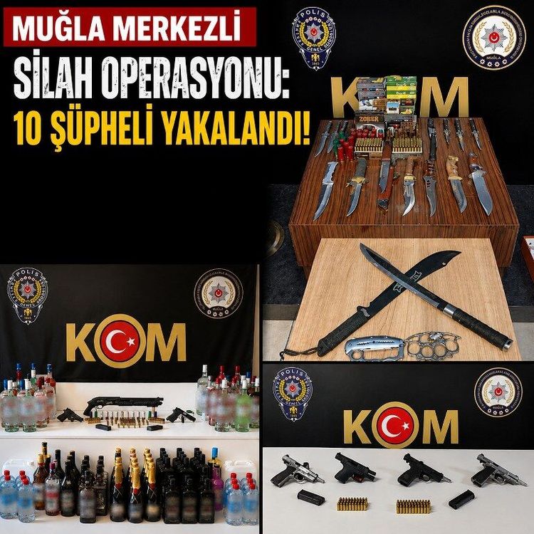 Muğla merkezli silah operasyonu: 10 şüpheli yakalandı
