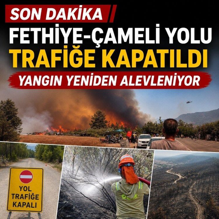 Son Dakika | Fethiye-Çameli yolu trafiğe kapatıldı, yangın yeniden alevleniyor