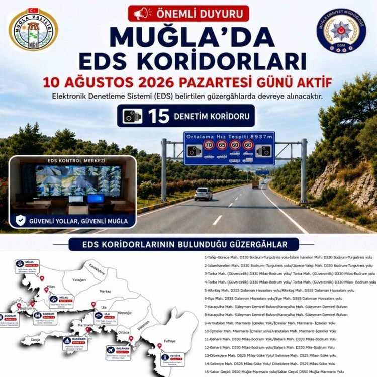 Muğla'da ortalama hız denetimi 10 Ağustos'ta başlıyor: İşte EDS noktaları
