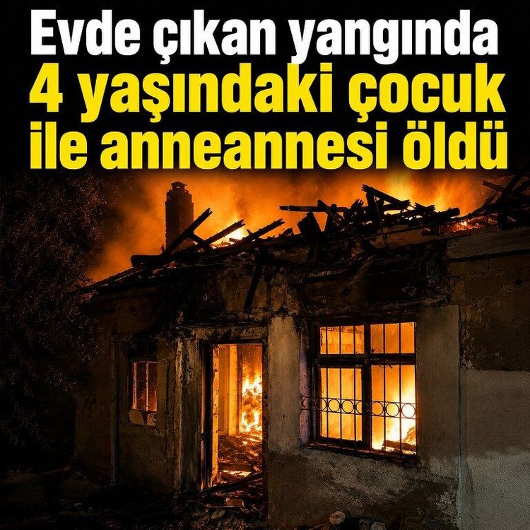 Evde çıkan yangında 4 yaşındaki çocuk ile anneannesi öldü