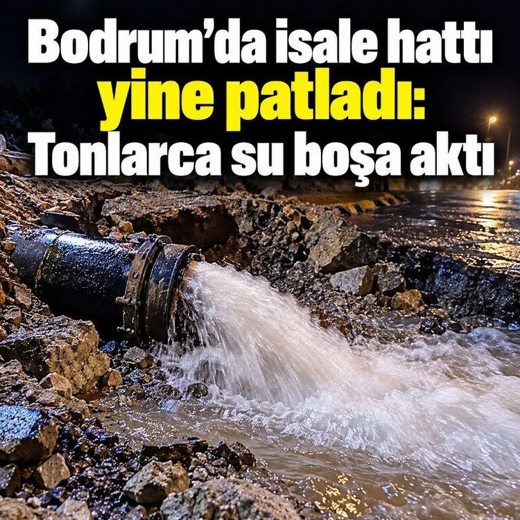 Bodrum’da ana isale hattı yine patladı: Yolda dev çukur açıldı
