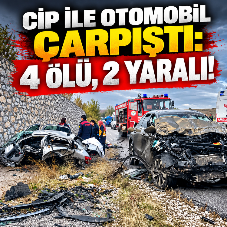 Otomobil ile cip çarpıştı: 4 ölü, 2 yaralı