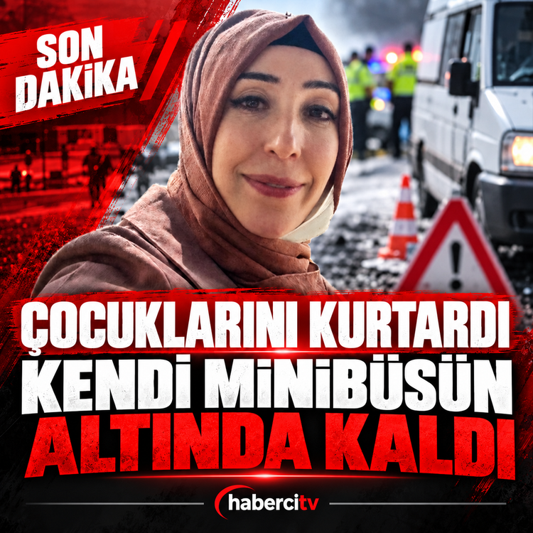 ÇOCUKLARINI KURTARDI, KENDİSİ MİNİBÜSÜN ALTINDA KALDI