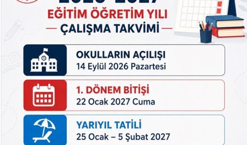 2026-2027 eğitim öğretim yılı takvimi açıklandı
