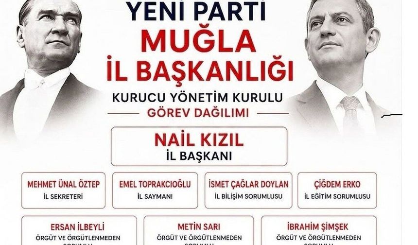 Yeni Parti Muğla İl Başkanlığı’nda görev dağılımı tamamlandı
