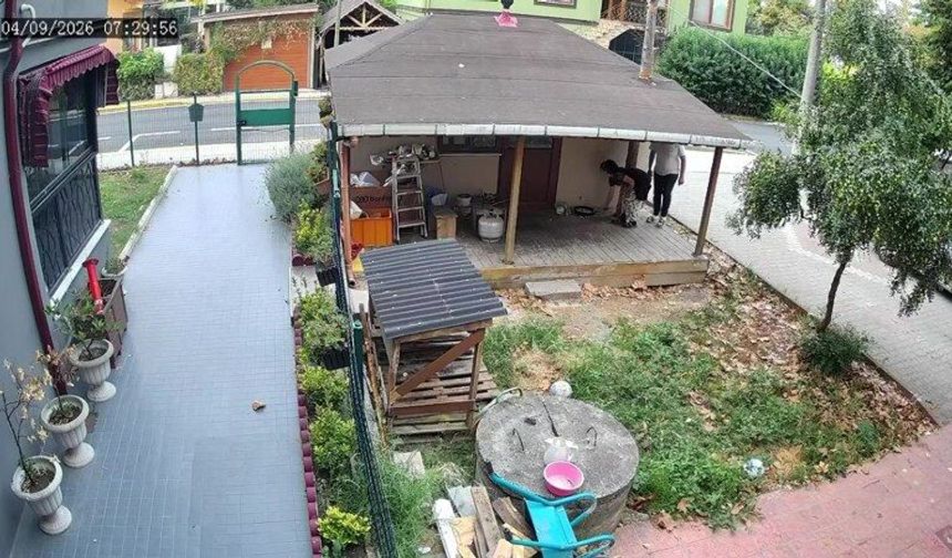 Hırsızlık avı kamerada: Bahçeleri tek tek gezip tava, tüp, yağ ne varsa çaldılar