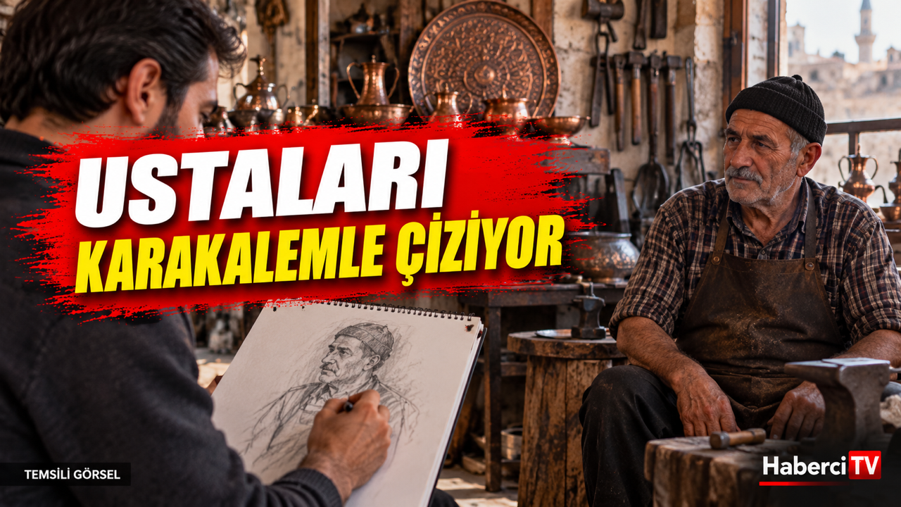 Cizre’de öğretmen Yafes Turhan ustaları karakalemle çiziyor