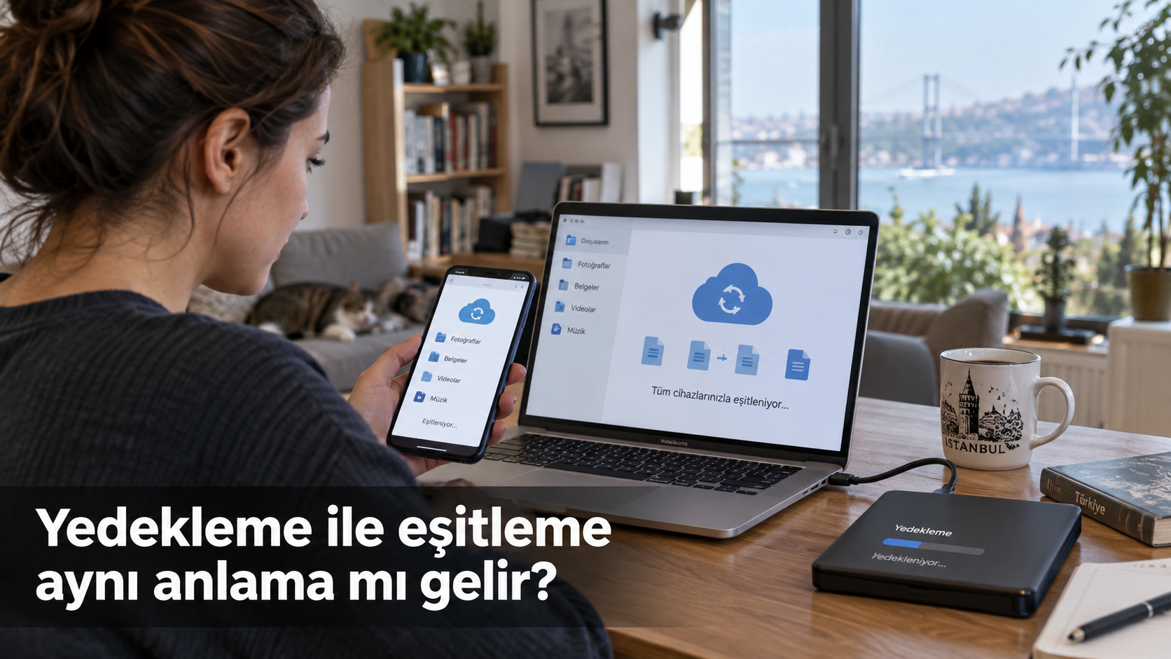 Yedekleme ile eşitleme aynı anlama mı gelir?